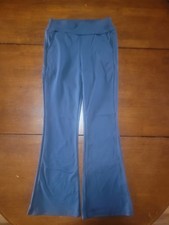 Women's Wide Leg Pants Dark Navy Blue Size S High Waist Stretch Trousers NEW