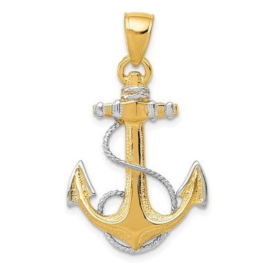 14k Bicolor Gold Anker mit Seil Anhänger