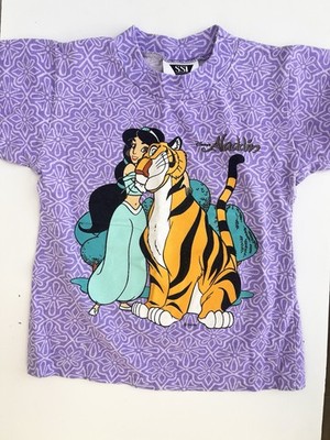 Vintage Disney Aladdin Jasmine Rajah Double Sided Graphic T Shirt Size 5-6 90s