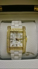 Andre Belfort Watch, Gold-plated with a white ceramic band.