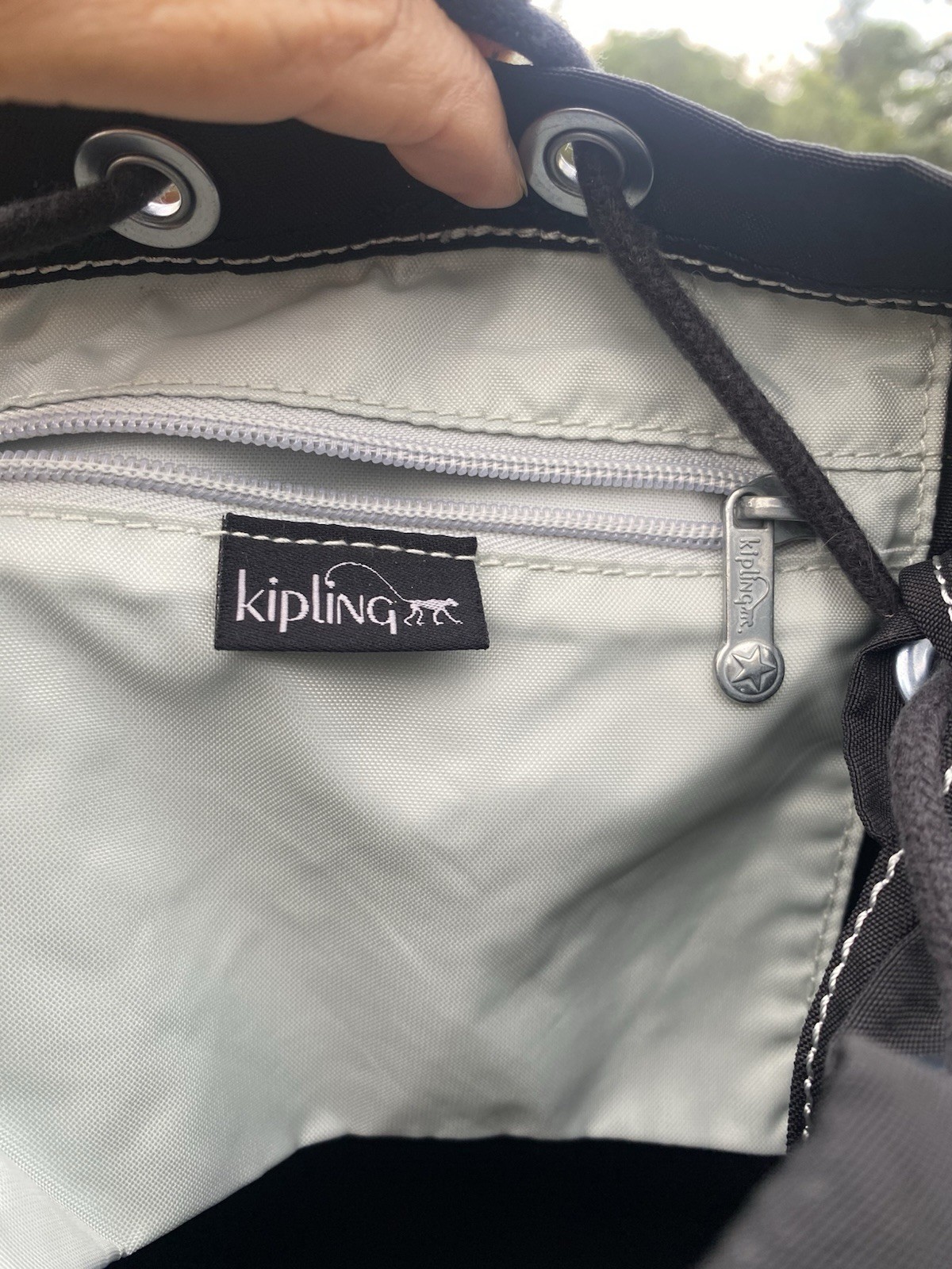 Kipling Keeper Black Crinkle Backpack Bookbag Dra… - image 4