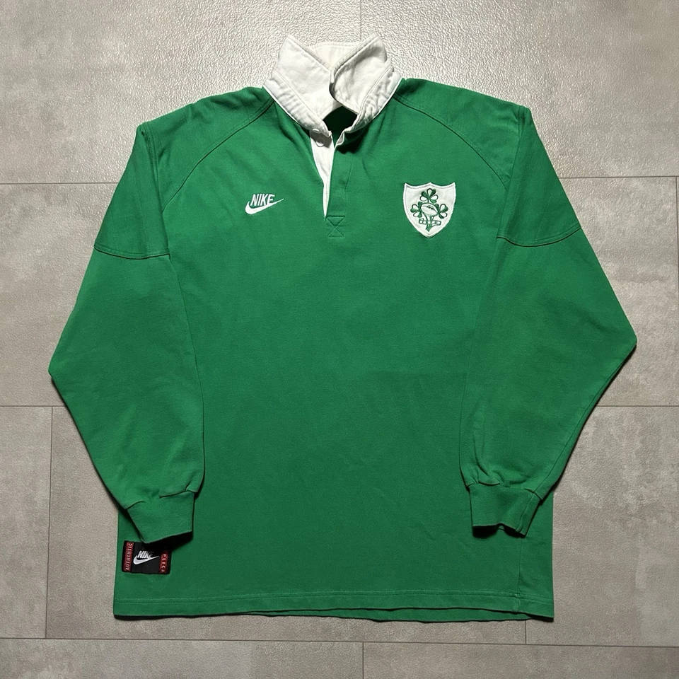 Rare Vintage 90s Ireland Rugby Shirt Green Nike Premier Embroidered Soccer L - Image 3 of 4