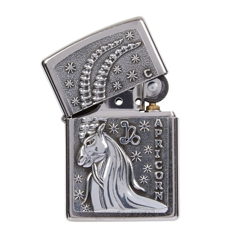 Zippo Lighter Capricorn Zodiac Sign Street Chrome Windproof Refillable Fuel - Picture 2 of 4