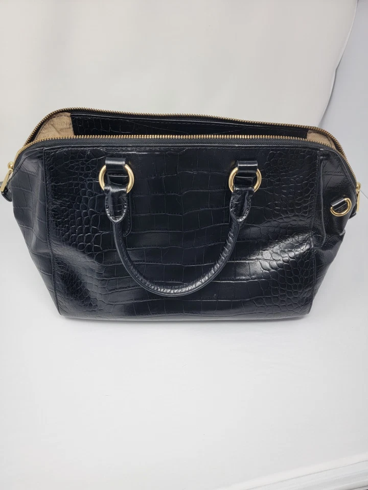 Lauren Ralph Lauren Croc Embossed Lanesborough Leather Satchel Bag Purse - Image 4 of 4