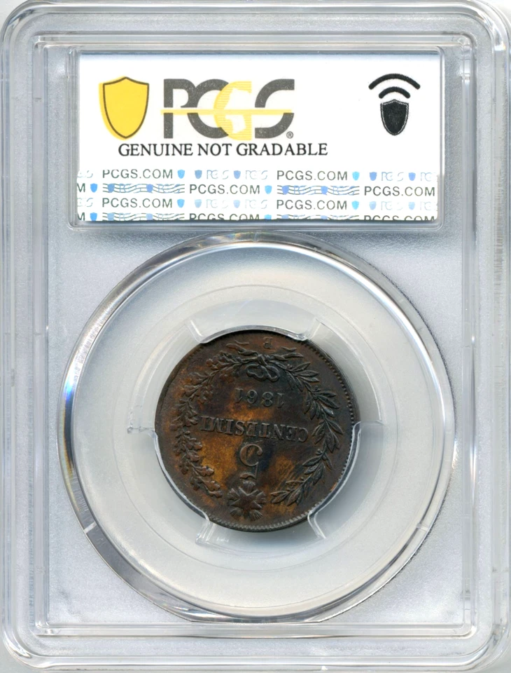 1861-B Italy 5 Centesimi, Victor Emmanuel II - PCGS AU Detail, RARE Issue - Image 3 of 3