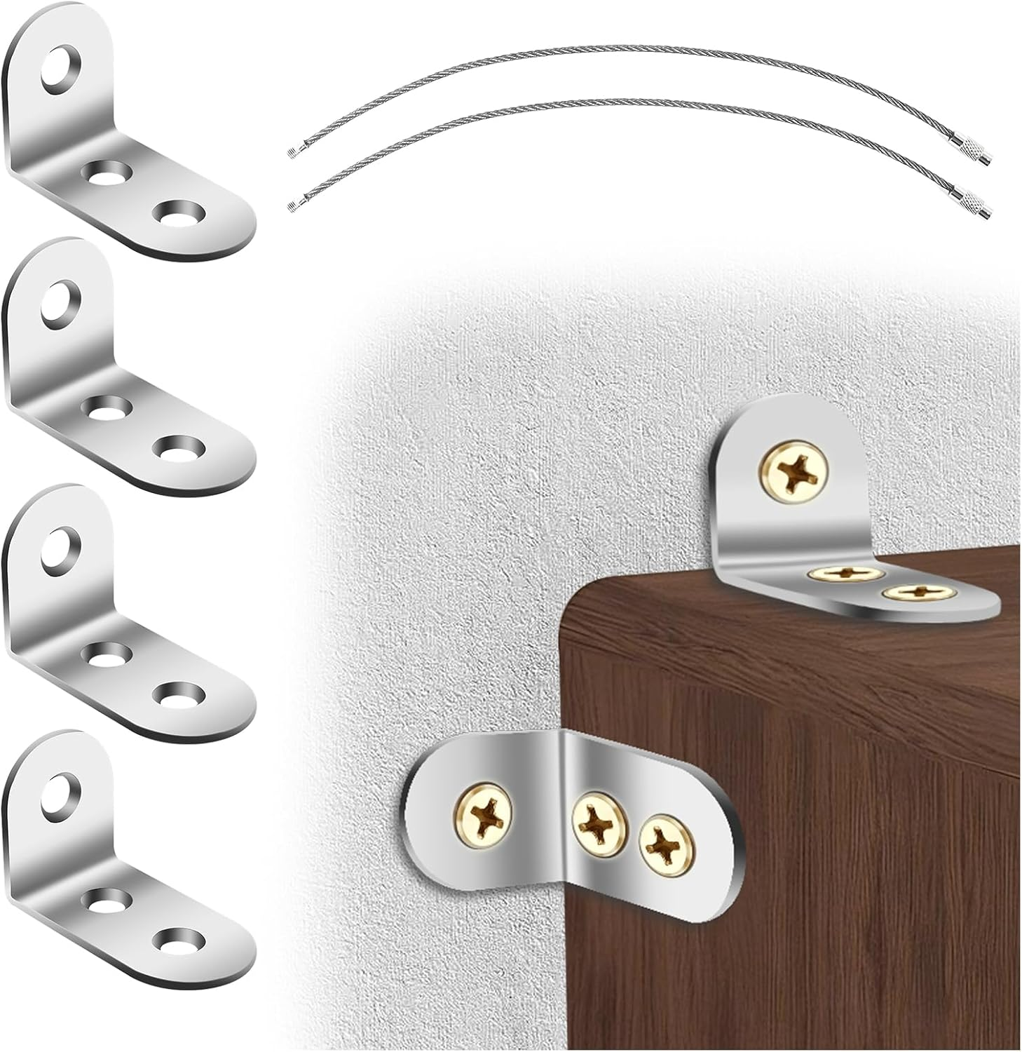 24Pcs Furniture Anchors Proofing Furniture Wall Anchor, anti Tip Wall Anchor