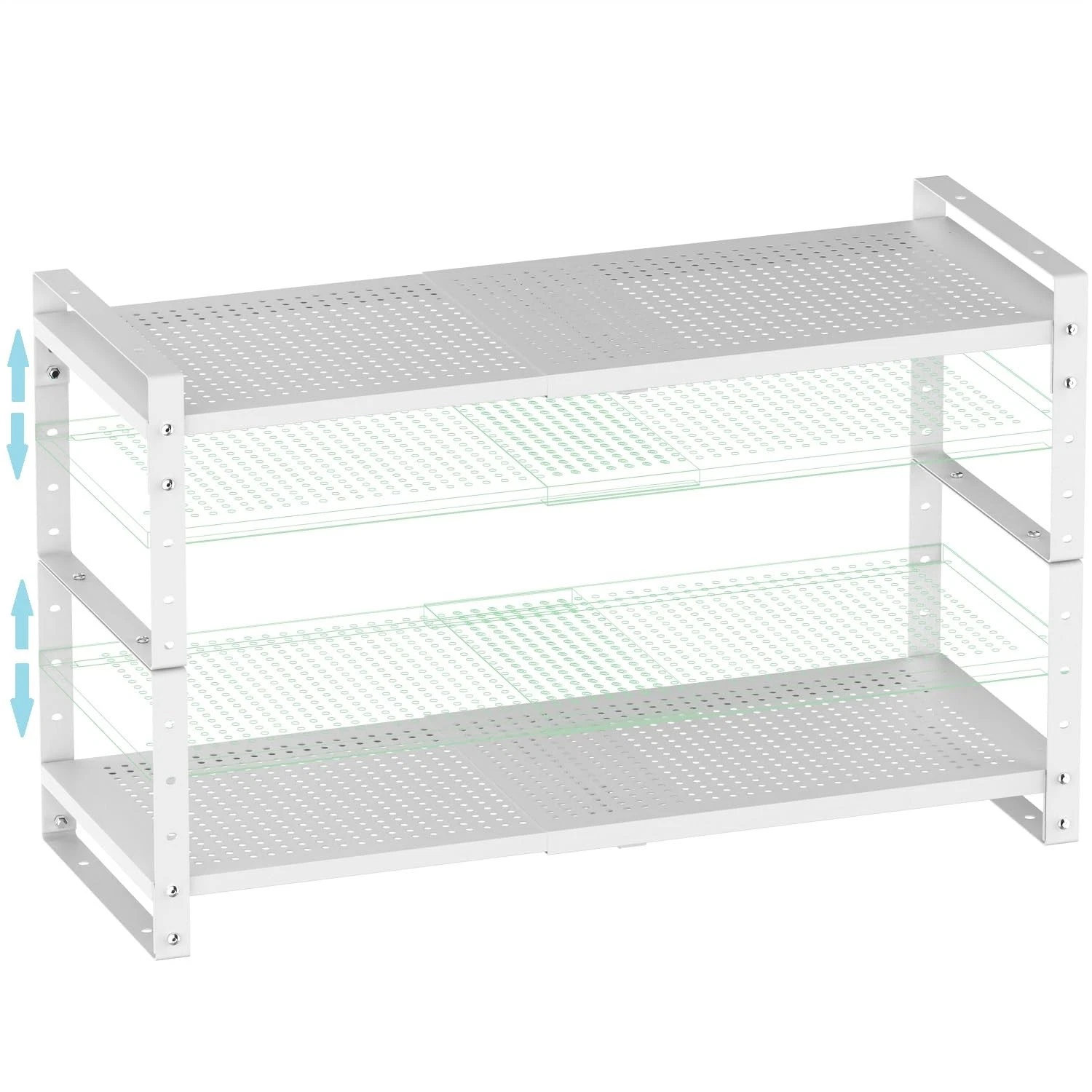 Expandable Shoe Rack Stackable Metal Pantry Storage Shelves Stand Adjustable ...