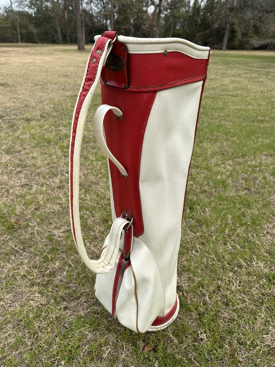 NICE/GOOD* VINTAGE RED/WHITE AJAY A FUQUA COMPANY GOLF BAG ZIPPERS