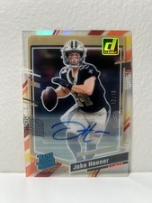 2023 Clearly Donruss #’d /18 Rated Rookie Vintage Stripes - Jake Haener Auto