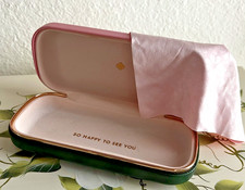 Kate Spade Hard Clamshell Eyeglasses Sunglasses Hard Case Pink Green Inside Msg