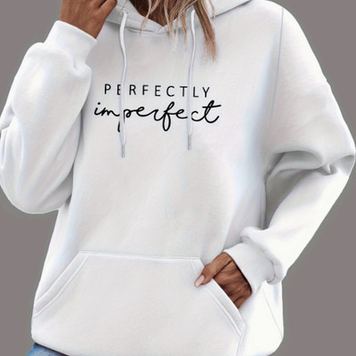 Women Letter Print Hoodie Pullover Long Sleeve Sweatshirt Kangaroo Pocket