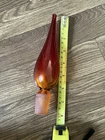 Vintage 8" Tangerine Amberina Flame Made By Rainbow Glass Stopper Blenko