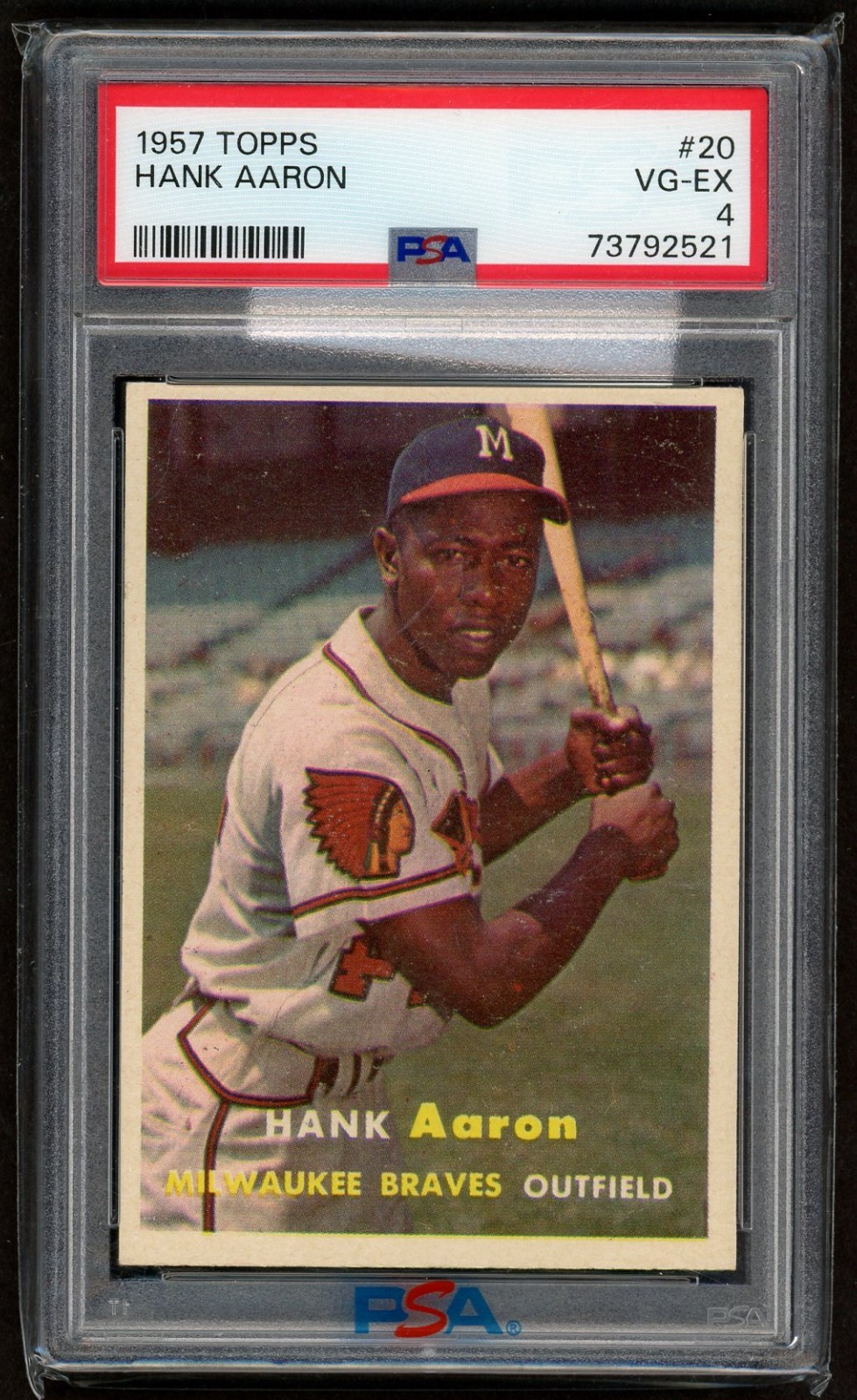 1957 Topps HANK AARON Milwaukee Braves #20 PSA 4 VG/EX Condition