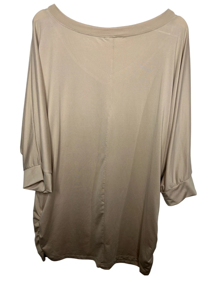 Blusa túnica marrón de gran tamaño manga Dolman Doublju Top para mujer 3X Plus cuello en V Foto 2 de 4