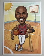 Michael Jordan Parody Original Fan Art Print Basketball Baseball 