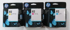 HP 82 Cyan Magenta Yellow Ink Cartridge GENUINE SEALED C4913A C4912A C4911A 2022