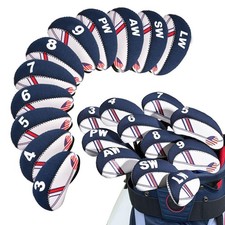USA Flag Design Golf Iron Head Covers Value 11 Pack, Printed Numbers  Lightw...