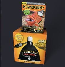 160 W Fluker's SUN DOME LAMP FIXTURE AND ZOO MED POWER SUN UV AND UVB LIGHT