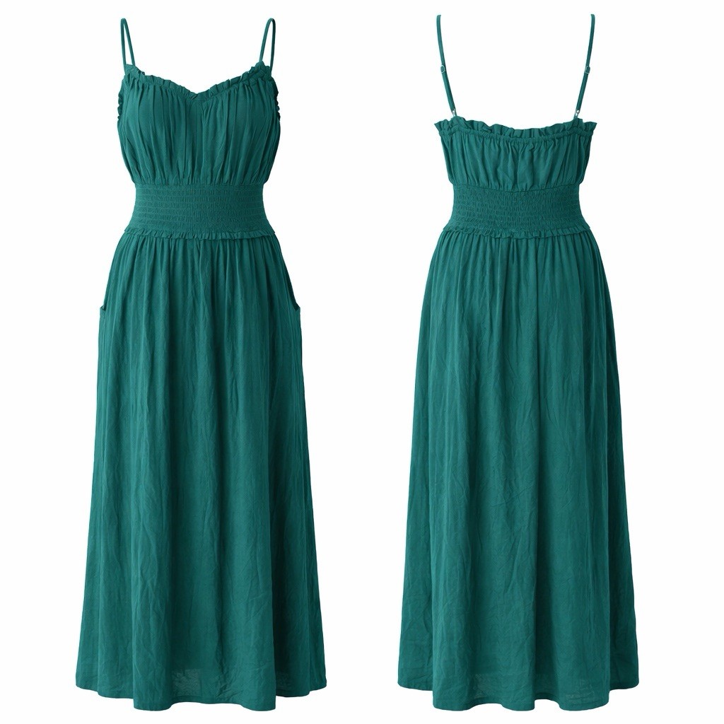 Old Navy Womens Maxi Sun Dress Blue Cami Sz S Tall Teal Smocked Boho Coastal