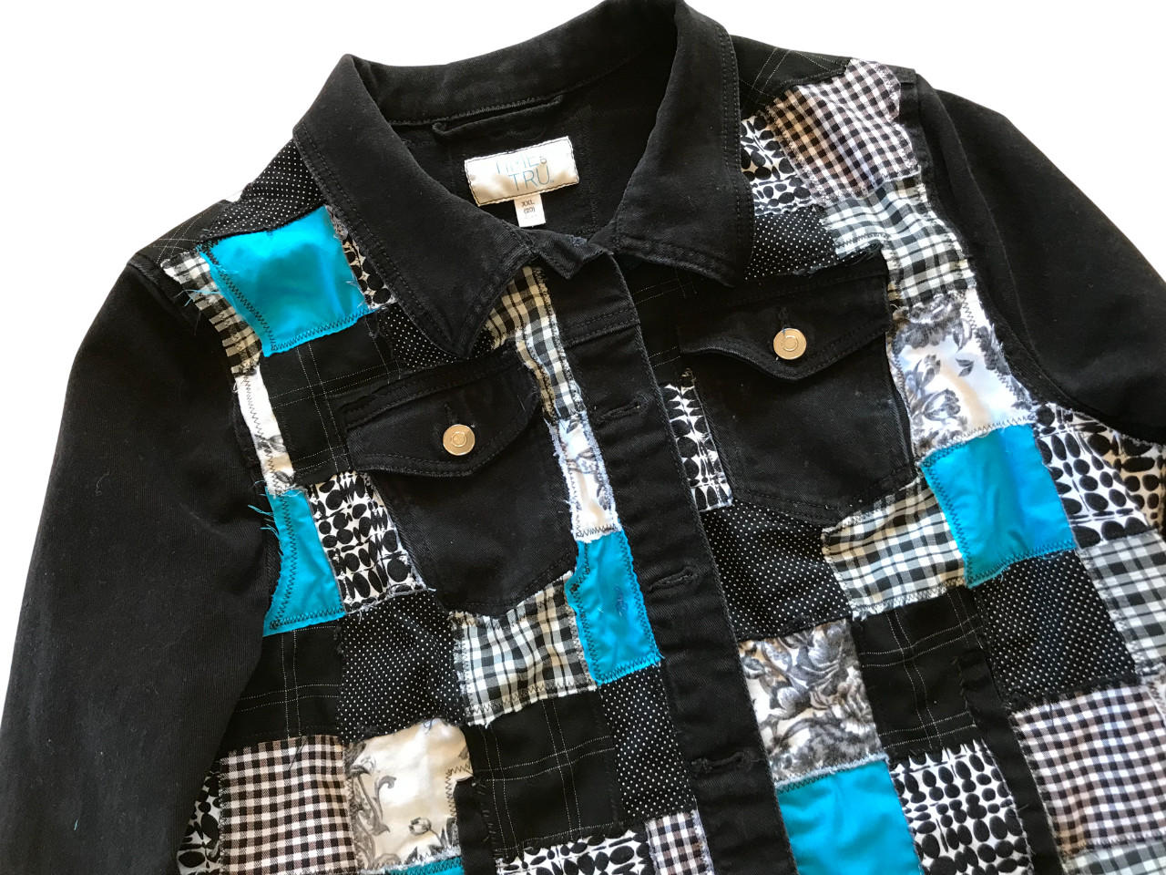 Upcycled Patchwork Denim Jacket Handmade Bohemian… - image 5