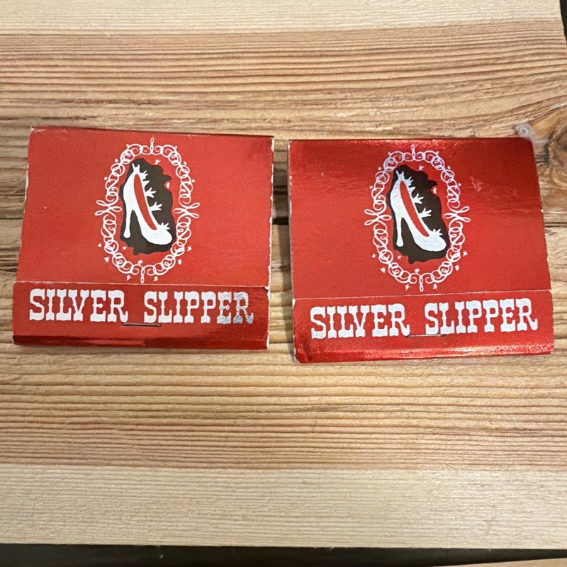Silver Slipper Gambling Hall Saloon Las Vegas Matchbook Lot x2 - Closed 1988
