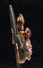 Vintage Demi-parure Brooch Earrings Red Pink Satin Marquise Stones Swedge Prongs — photo 3