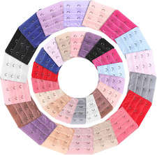 36 Pieces Bra Extenders Brassiere Extension Hooks, 2 and 3 Hooks, 18 Color