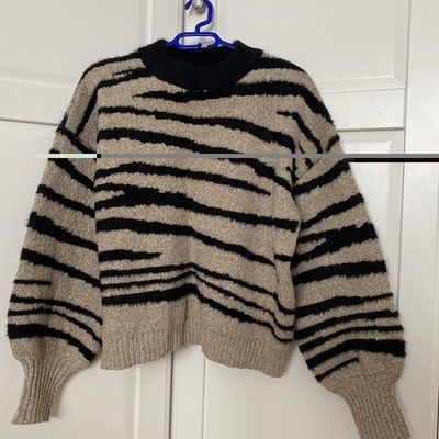 Drole de Copine Paris Pulli Pullover Strick schwarz beige L 42 / 44 Glitzer