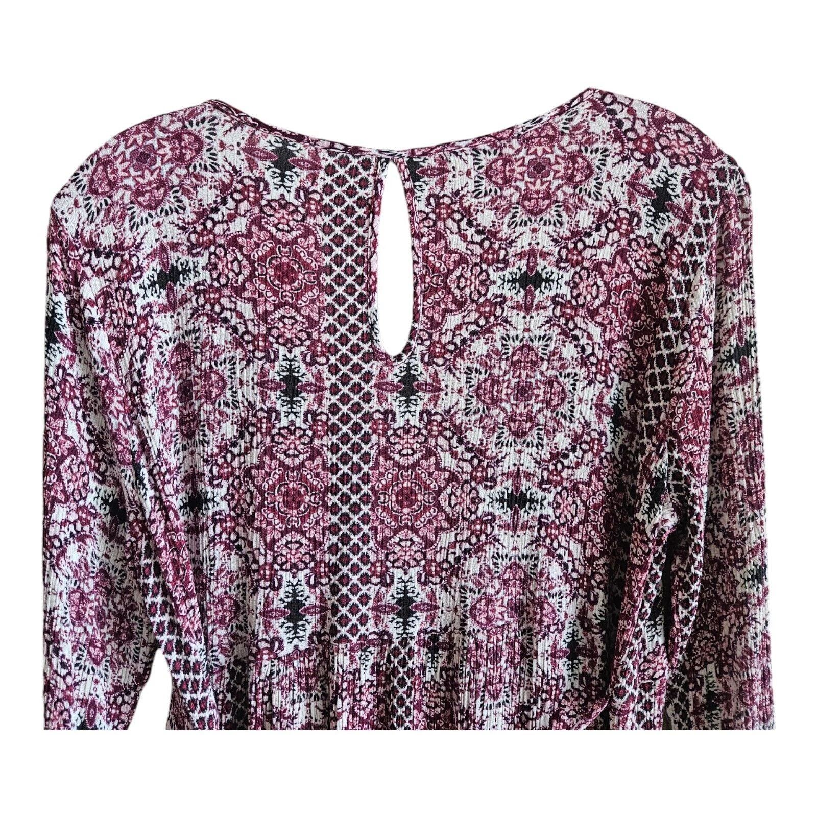 VETEMENTS MAURICES Vestito donna L contadino bottoni pizzo giogo spacco manica lunga sopra ginocchio
