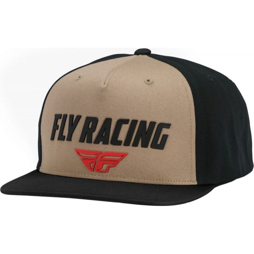 Fly Racing Cap Evo Baseball Hat Flat Bill One Size Khaki Black