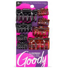 Goody SlideProof Classics Claw Clips, 8 Ct, Assorted Sizes  Colors, Lock in Sty