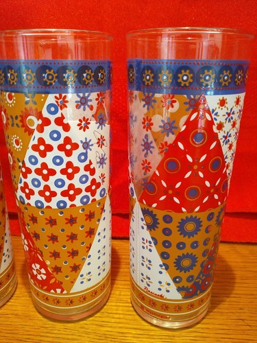 4 Vtintage MCM Pasinski Washington Patchwork Design Drinking Glasses - Picture 6 of 12