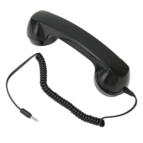 (Black) Retro 3.5mm Telephone Handset Cell Phone Receiver Mic Microphone Fit - Picture 22 of 22