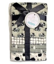 RECEIVING X4 - PETITE BOYS - PANDA BLACK WHITE- BLANKETS COTTON 4 PACK BABY BOYS