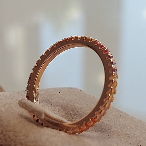 Anello argento 925 rosa donna veretta infinity eternety giro dito zirconi colore - Foto 4 di 24
