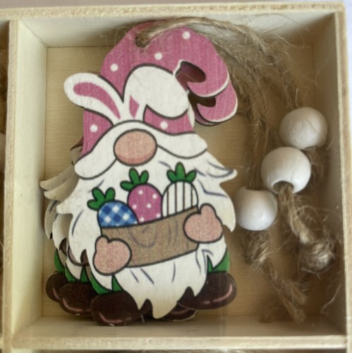 12 Pieces Easter Wooden Gnome Hanging Ornaments Wood Cutouts Jute Hangers New - Picture 4 of 7