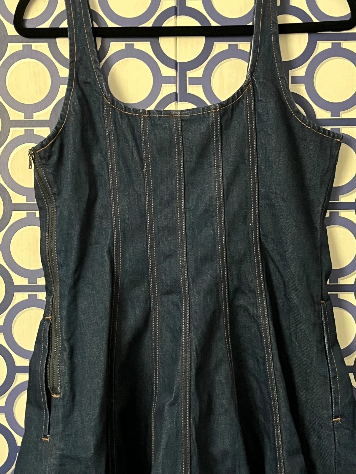 Mini abito donna taglia 10 denim con cuciture Kate Spade x Target