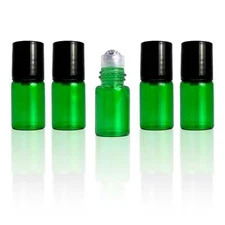2 ml Green Glass Vial w/ Stainless Steel Roller (Pack of 5)