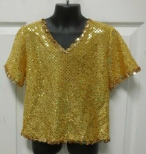 V-Neck Gold Faux Sequin Shirt Costume Size Small Child Costuming Wolff Fording