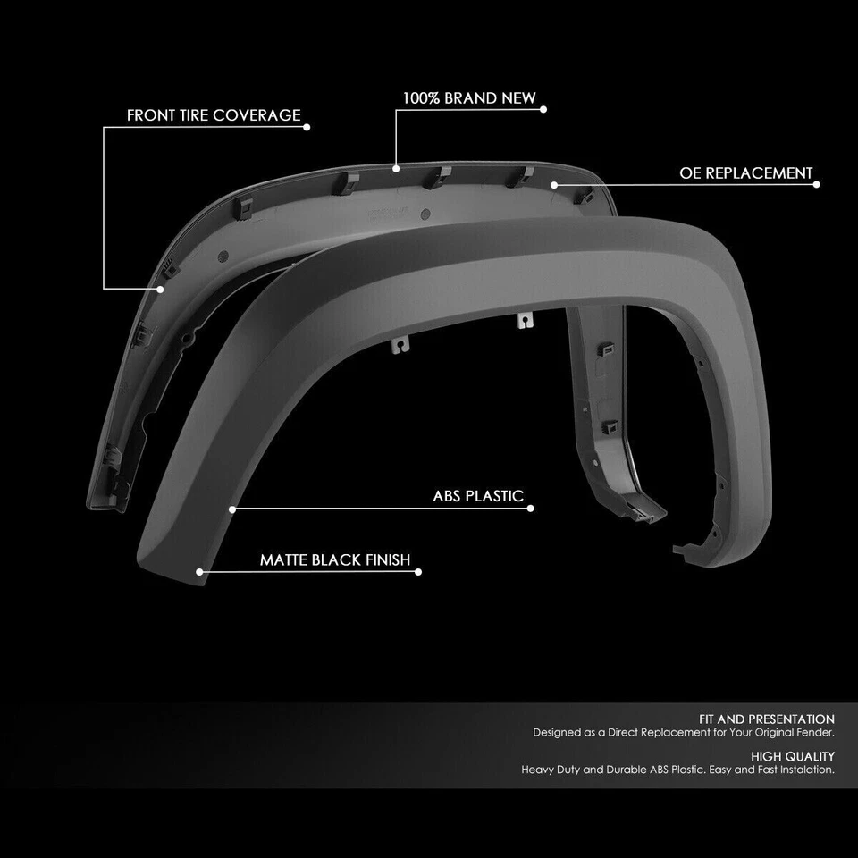 [2 шт] Матовые черные расширители крыльев передних колес для Toyota Tacoma 16–23 годов выпуска - Изображение 2 из 4
