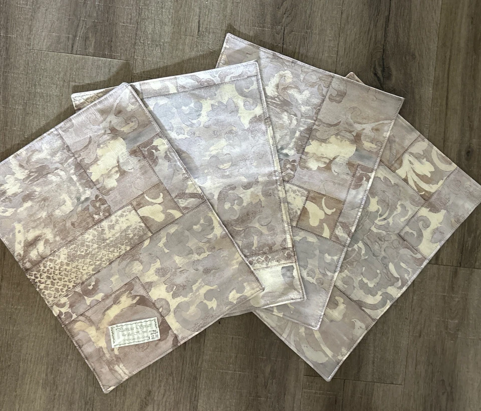 4 New Patricia Spratt Placemats Beige Abstract Floral Spring Easter - Image 2 of 4