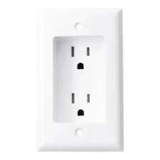 Construct Pro Single Gang Recessed Dual Power Outlet (White, ETL Listed)