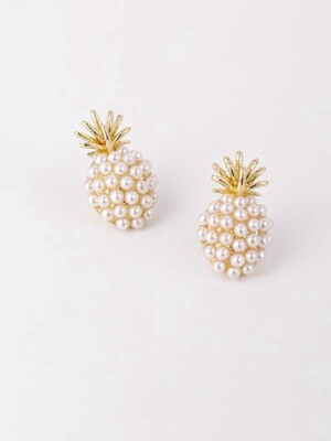 Gold Plated Pineapple Pearls Mini Stud Earrings