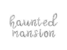 HAUNTED MANSION Cursive Letter Balloon Banner - Halloween Party Decorations