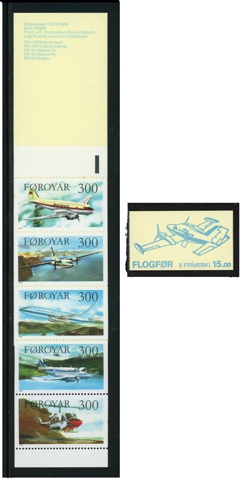 La aviación en excelente estado nunca abisagrado/estampillada sin montar o nunca montada danés y sellos feroesas