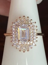 AAB Ring- 02- Simulated Clear CZ- Size 9- Rose Gold/.925 Solid Silver