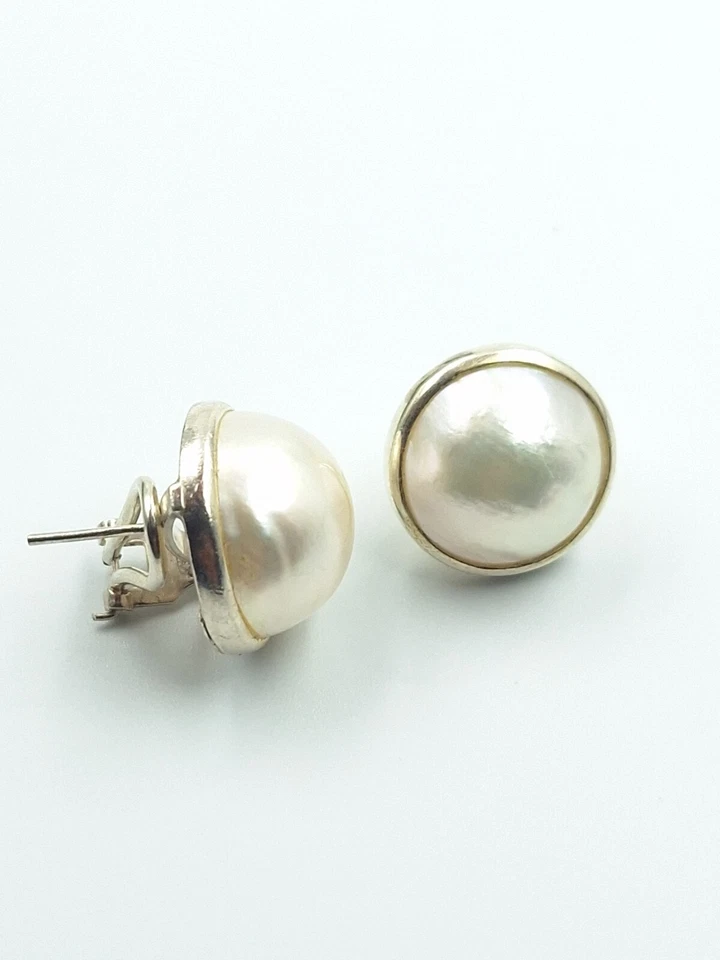 Orecchini Da Donna In Argento 925 Perla 17 MM Australiana Oro Bianco 18 Kt - Immagine 4 di 4