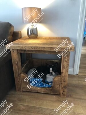 LAMP TABLE PET BED DOG BED WOODEN DOG BED RUSTIC
