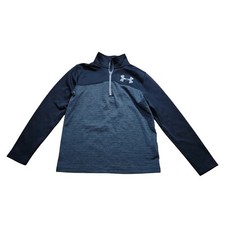 Under Armour Youth Medium Quarter Zip Pullover Black Gray Colorblock