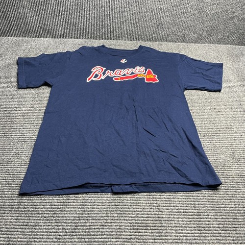 Majestic Atlanta Braves Camiseta Juvenil Talla XL Mangas Cortas Azul Camiseta Gráfica